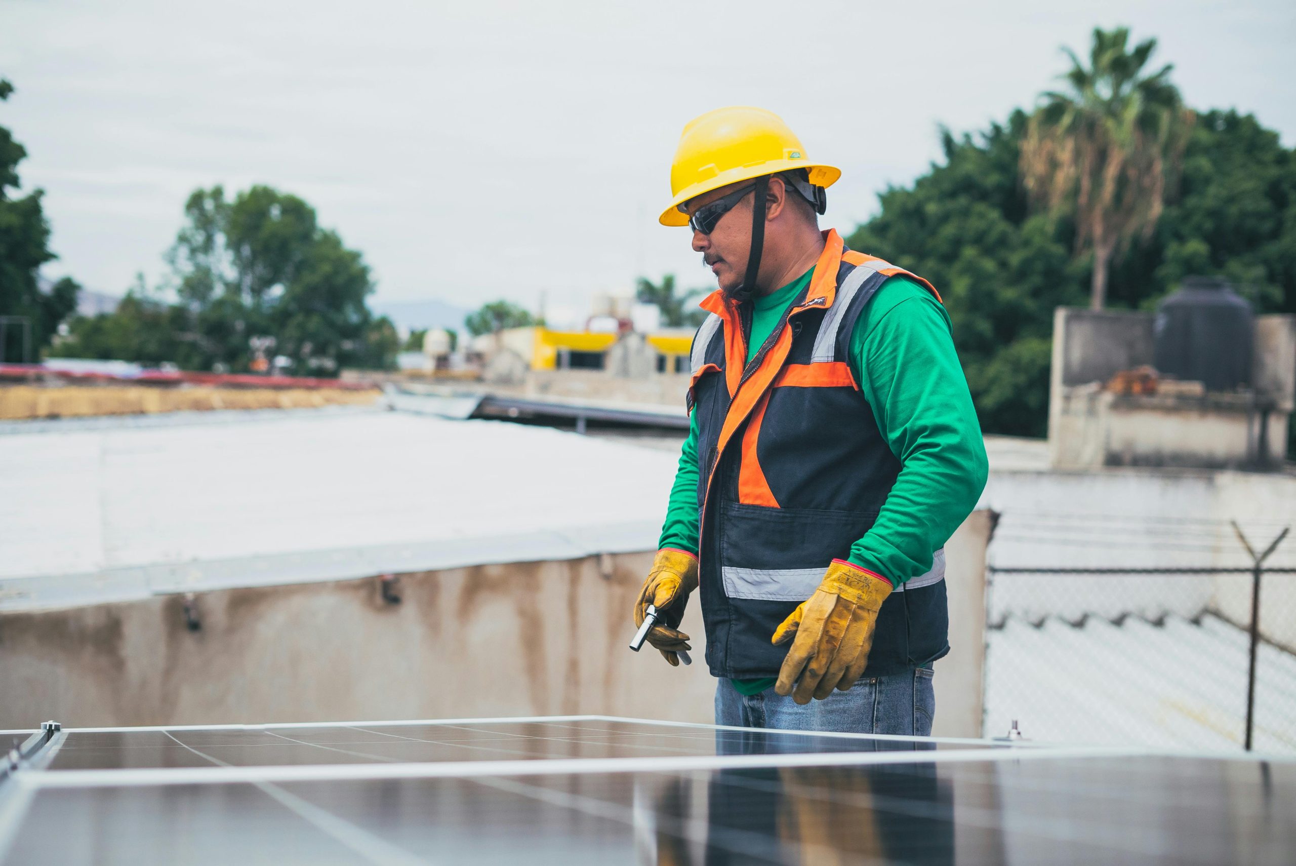 Technician commissioning a finished installation